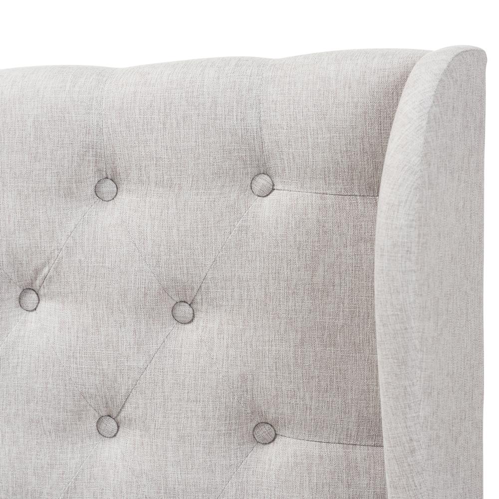 Greyish Beige Fabric Button-Tufted King Size Winged Headboard. Picture 9