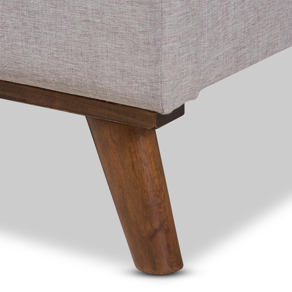Valencia Mid-Century Modern Greyish Beige Fabric Queen Size Platform Bed. Picture 17