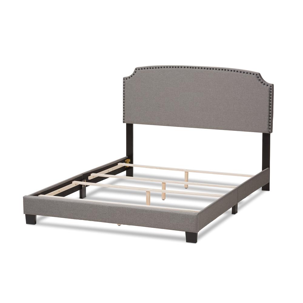 Odette Modern and Contemporary Light Grey Fabric Upholstered Queen Size Bed. Picture 13