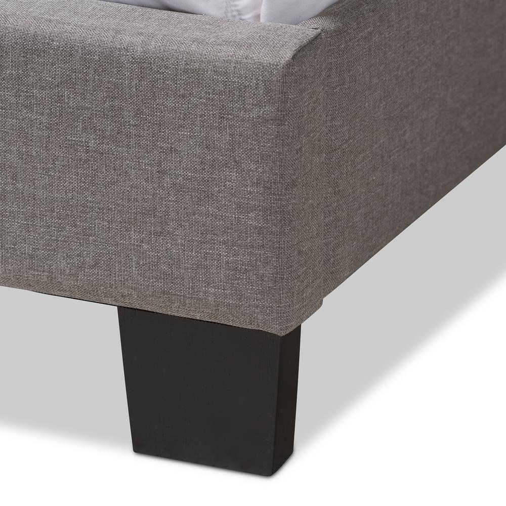 Odette Modern and Contemporary Light Grey Fabric Upholstered Queen Size Bed. Picture 15