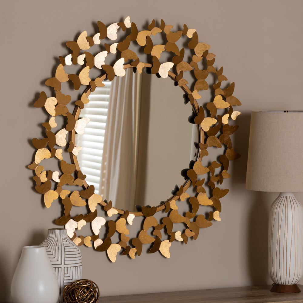 Antique Gold Finished Butterfly Accent Wall Mirror. Picture 5
