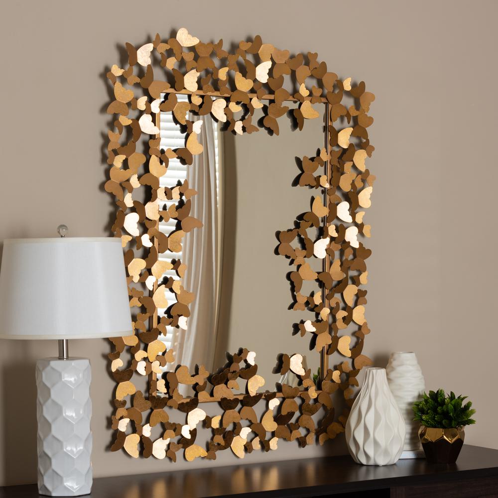 Antique Gold Finished Butterfly Accent Wall Mirror. Picture 5
