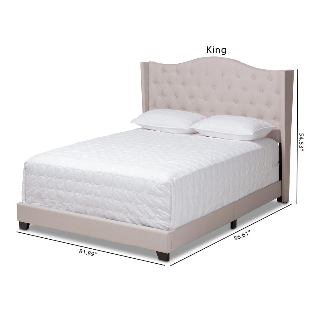 Alesha Modern and Contemporary Beige Fabric Upholstered Queen Size Bed. Picture 20