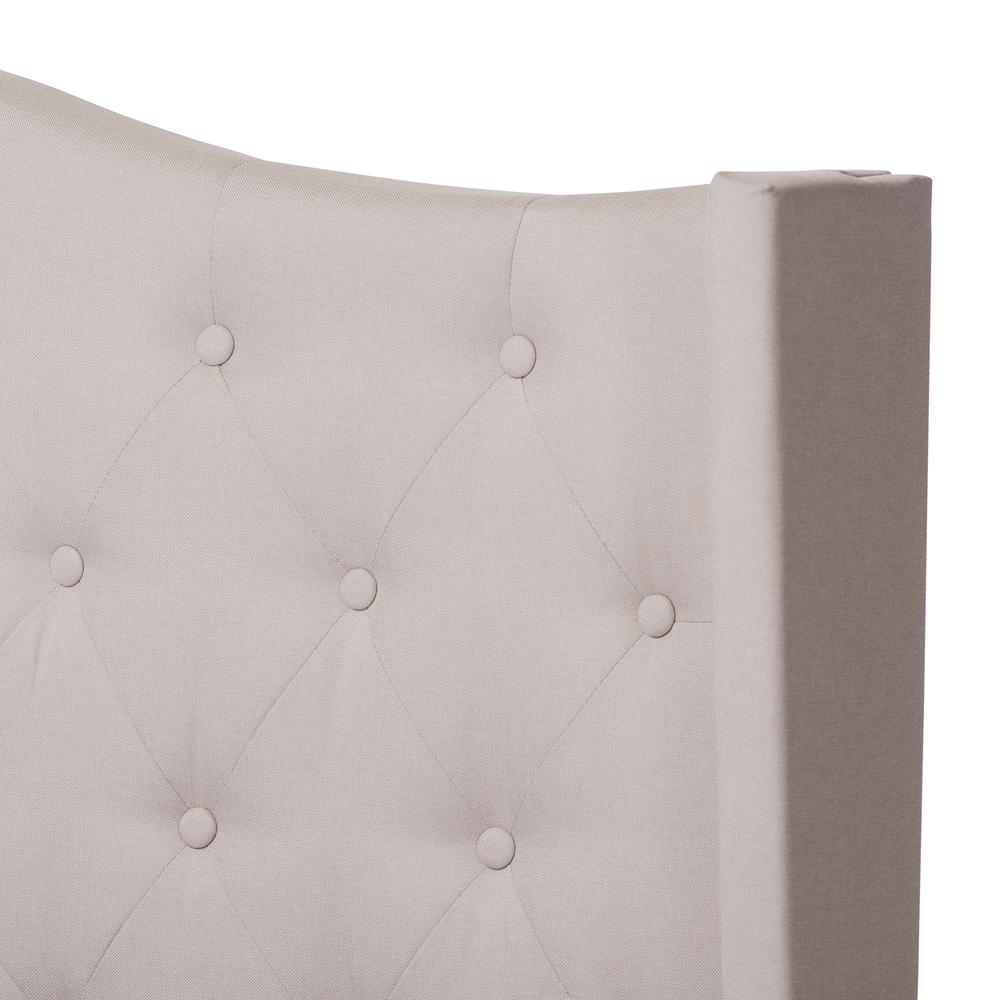 Alesha Modern and Contemporary Beige Fabric Upholstered Queen Size Bed. Picture 14