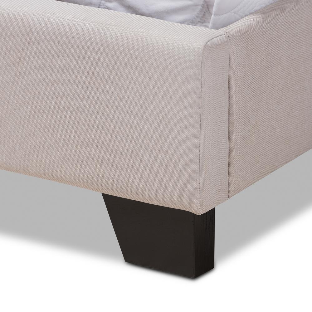 Alesha Modern and Contemporary Beige Fabric Upholstered Queen Size Bed. Picture 15