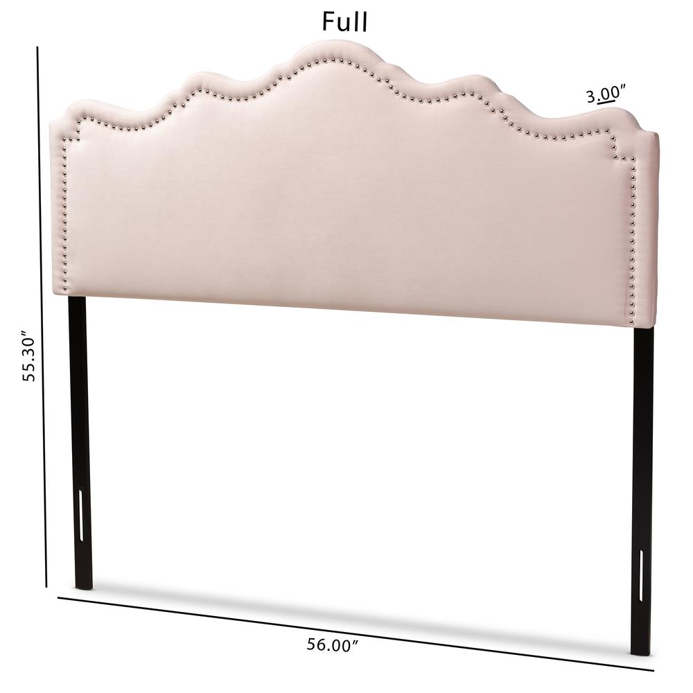 Light Pink Velvet Fabric Upholstered Queen Size Headboard. Picture 14