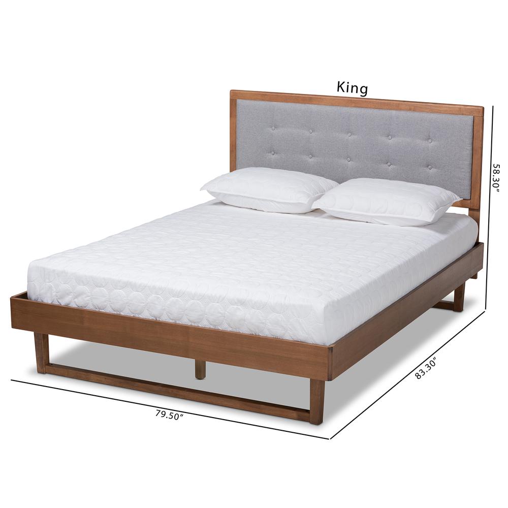 Ash Walnut Finished Wood Queen Size Platform Bed. Picture 20