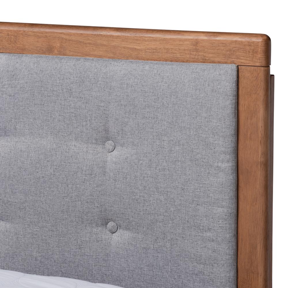 Ash Walnut Finished Wood Queen Size Platform Bed. Picture 14