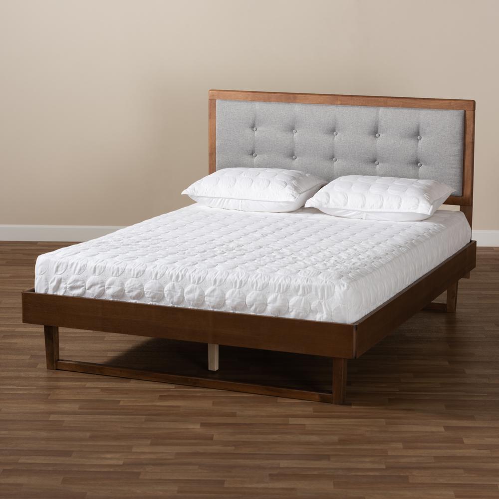 Ash Walnut Finished Wood Queen Size Platform Bed. Picture 17