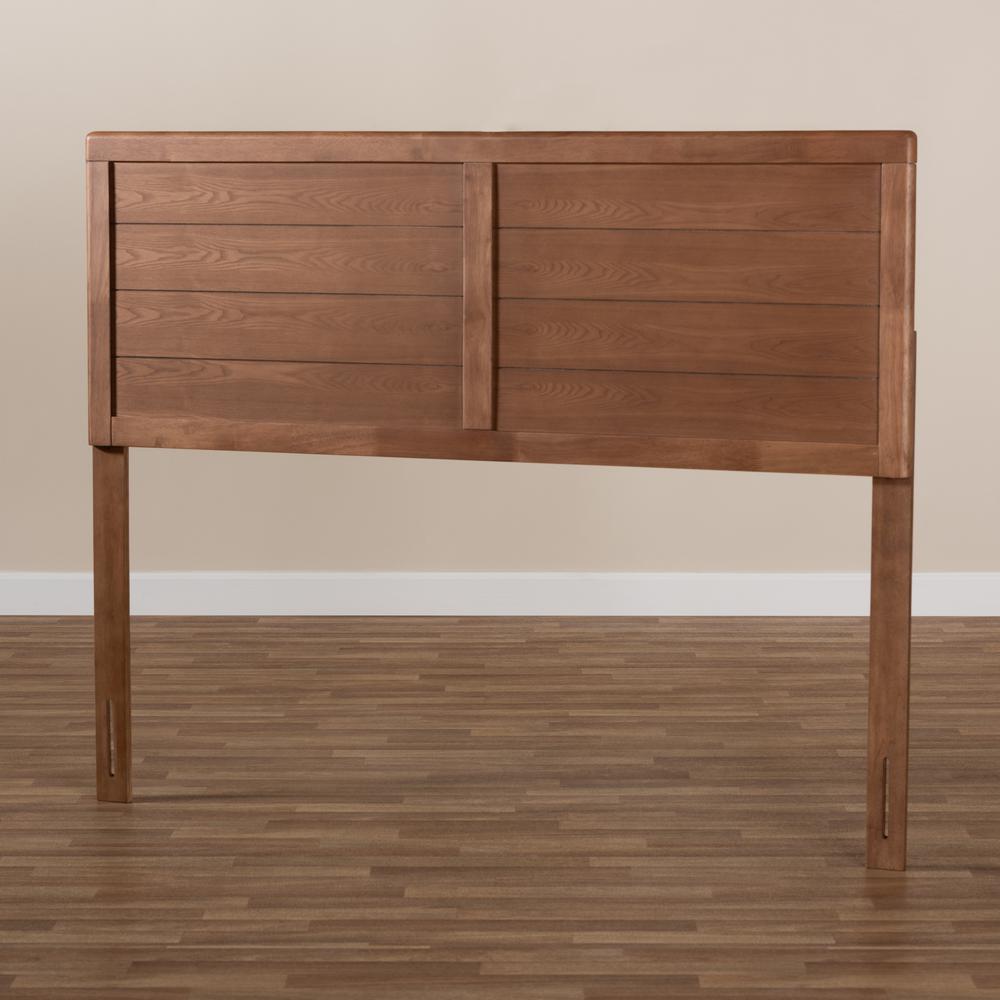 Seren Mid-Century Modern Walnut Brown Finished Wood Queen Size Headboard. Picture 5