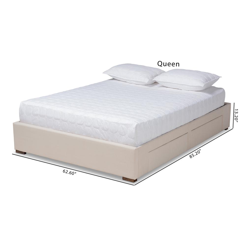 Beige Fabric Upholstered 4-Drawer King Size Platform Storage Bed Frame. Picture 20