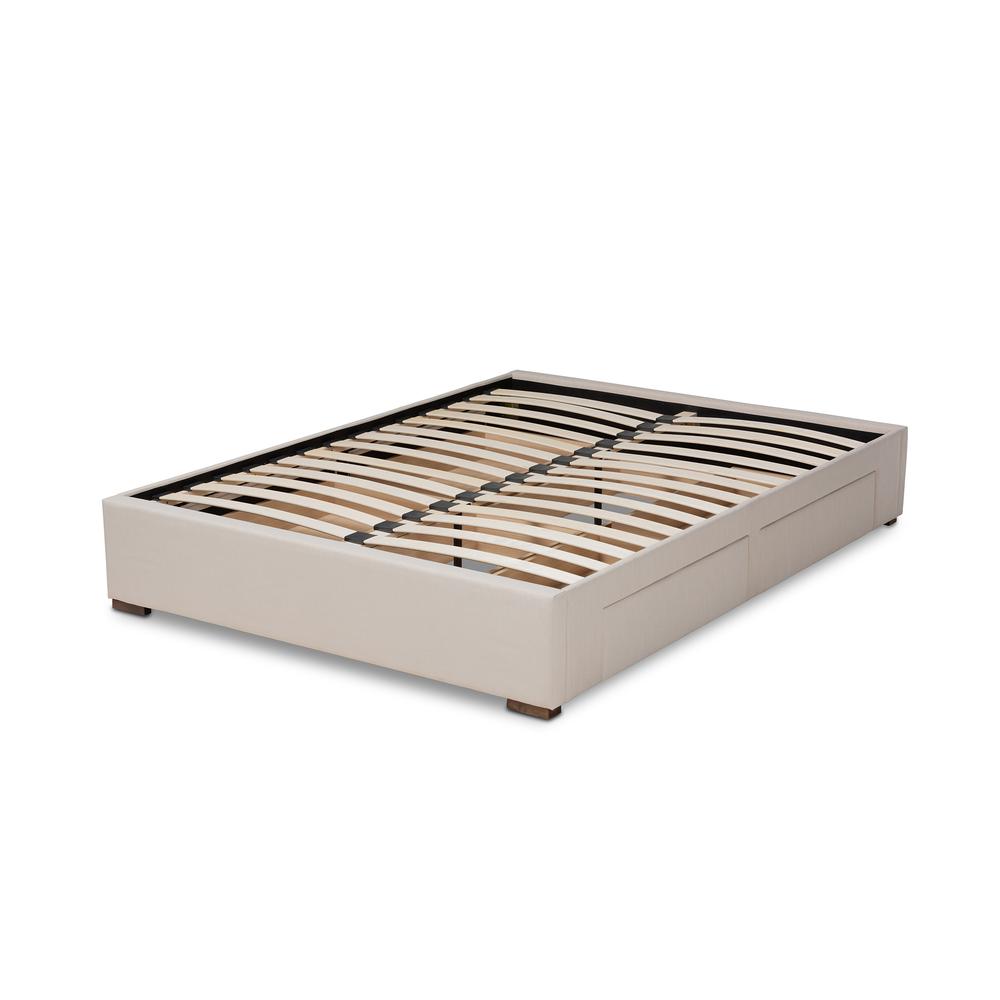 Beige Fabric Upholstered 4-Drawer King Size Platform Storage Bed Frame. Picture 14