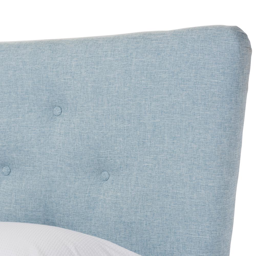 Baxton Studio Hannah Mid-Century Modern Sky Blue King Size Fabric Platform Bed. Picture 8