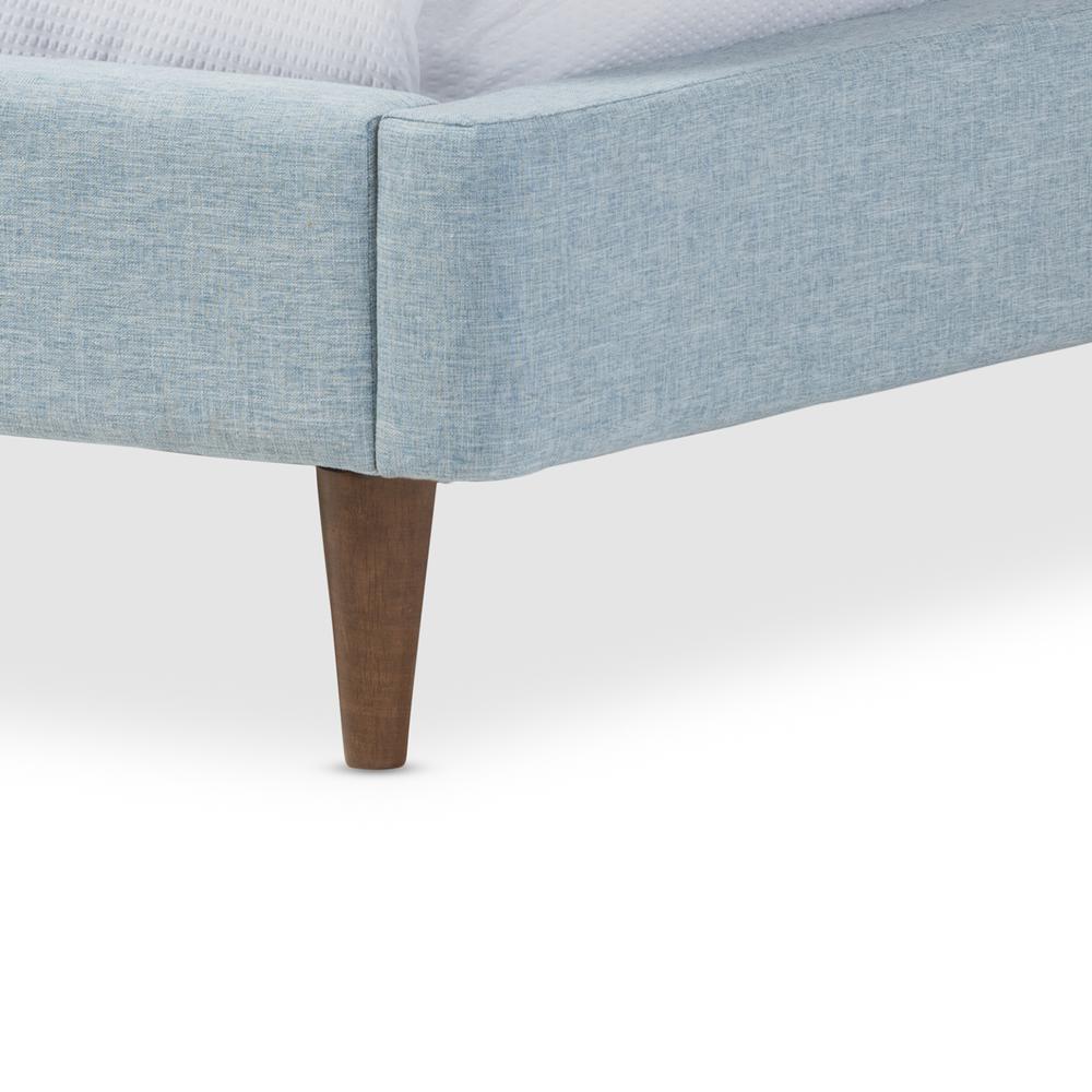 Baxton Studio Hannah Mid-Century Modern Sky Blue King Size Fabric Platform Bed. Picture 9