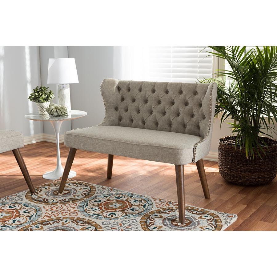 Fabric Upholstered Button-Tufting with Nail Heads Trim 2-Seater Loveseat Settee. Picture 15