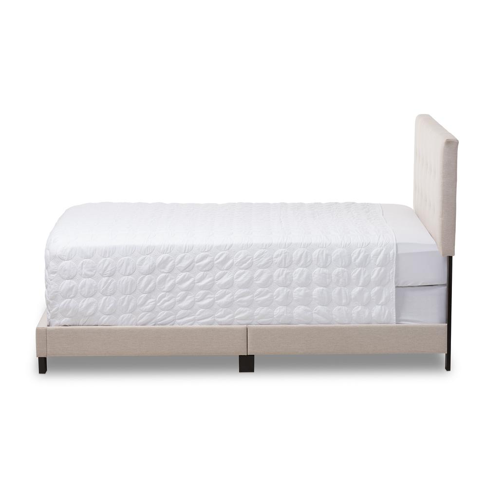 Beige Fabric Upholstered Grid-tufting Queen Size Bed. Picture 8