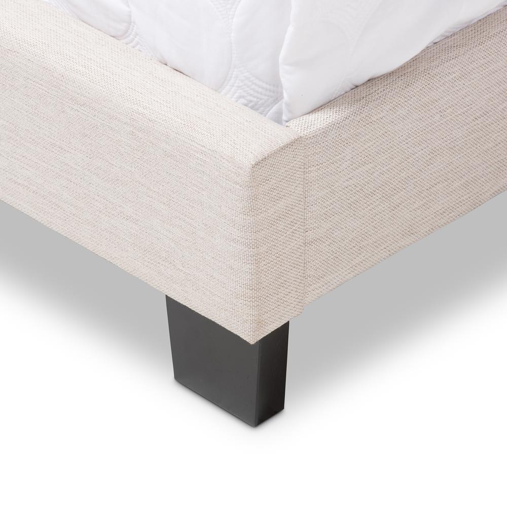 Hampton Modern and Contemporary Light Beige Fabric Upholstered Queen Size Bed. Picture 13