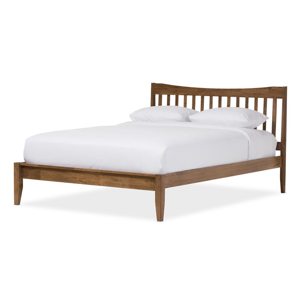 Solid Walnut Wood Curvaceous Slatted Queen Size Platform Bed. Picture 7