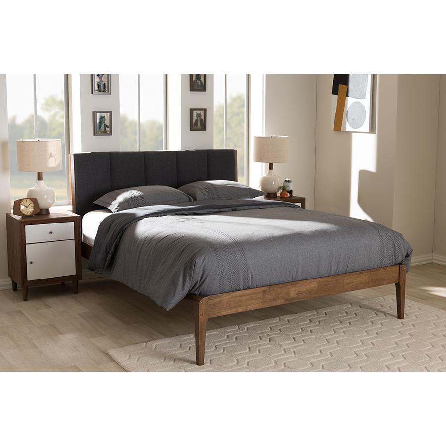 Medium Brown Finish Wood King Size Platform Bed. Picture 6