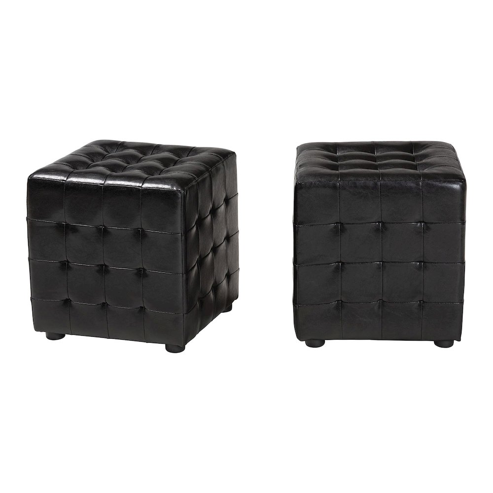 Baxton Studio Siskal Black Modern Cube Ottoman (Set of 2). Picture 1