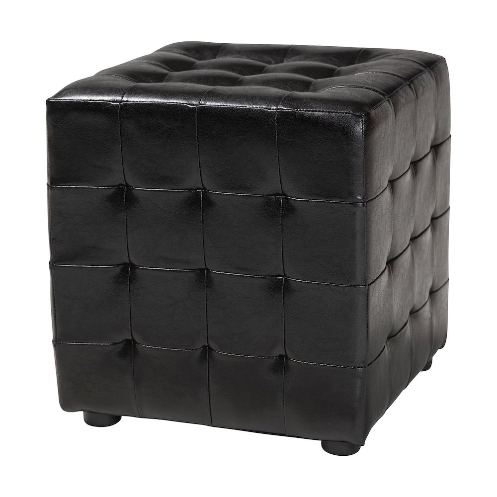 Baxton Studio Siskal Black Modern Cube Ottoman (Set of 2). Picture 2
