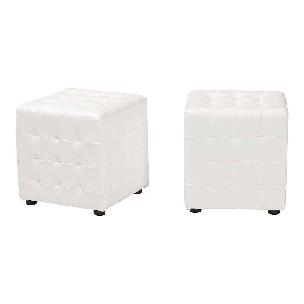 Baxton Studio Siskal White Modern Cube Ottoman (Set of 2). Picture 1