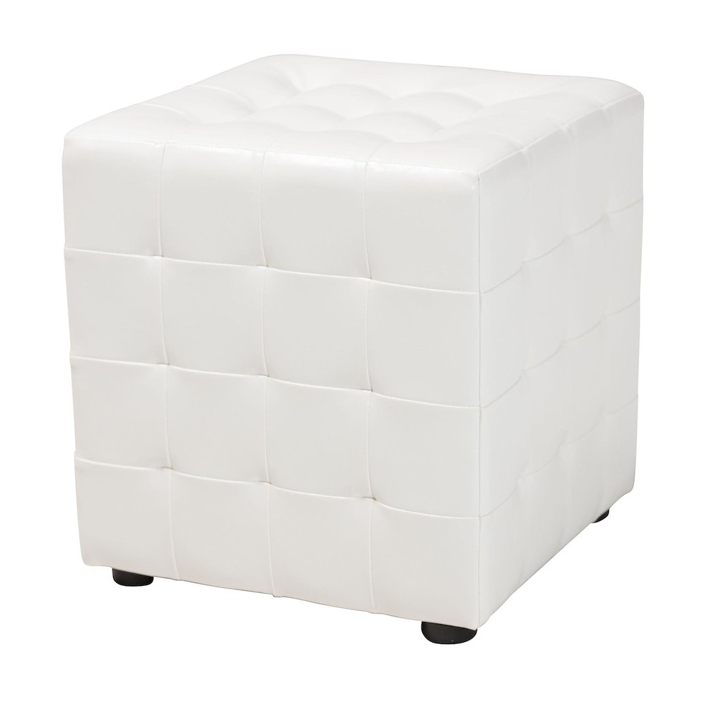 Baxton Studio Siskal White Modern Cube Ottoman (Set of 2). Picture 2