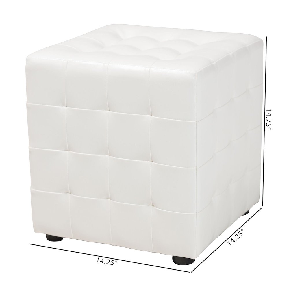 Baxton Studio Siskal White Modern Cube Ottoman (Set of 2). Picture 5