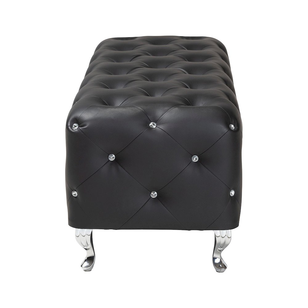 Baxton Studio Stella Crystal Tufted Black Leather Modern Bench. Picture 3