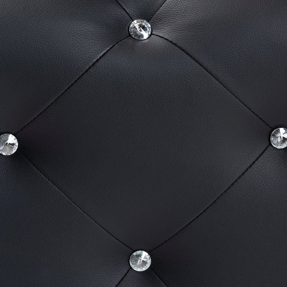 Baxton Studio Stella Crystal Tufted Black Leather Modern Bench. Picture 5