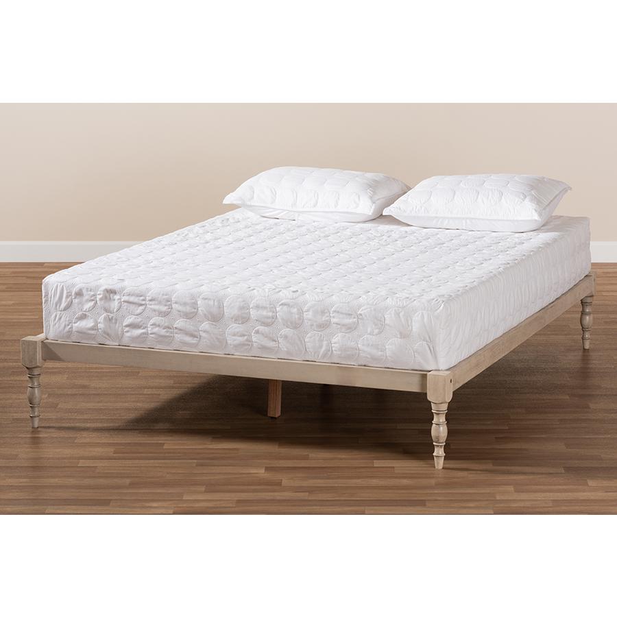 Baxton Studio Iseline Modern and Contemporary Antique White Finished Wood King Size Platform Bed Frame. Picture 7