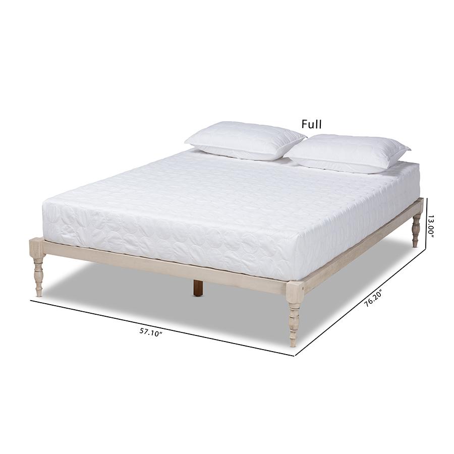 Baxton Studio Iseline Modern and Contemporary Antique White Finished Wood King Size Platform Bed Frame. Picture 8
