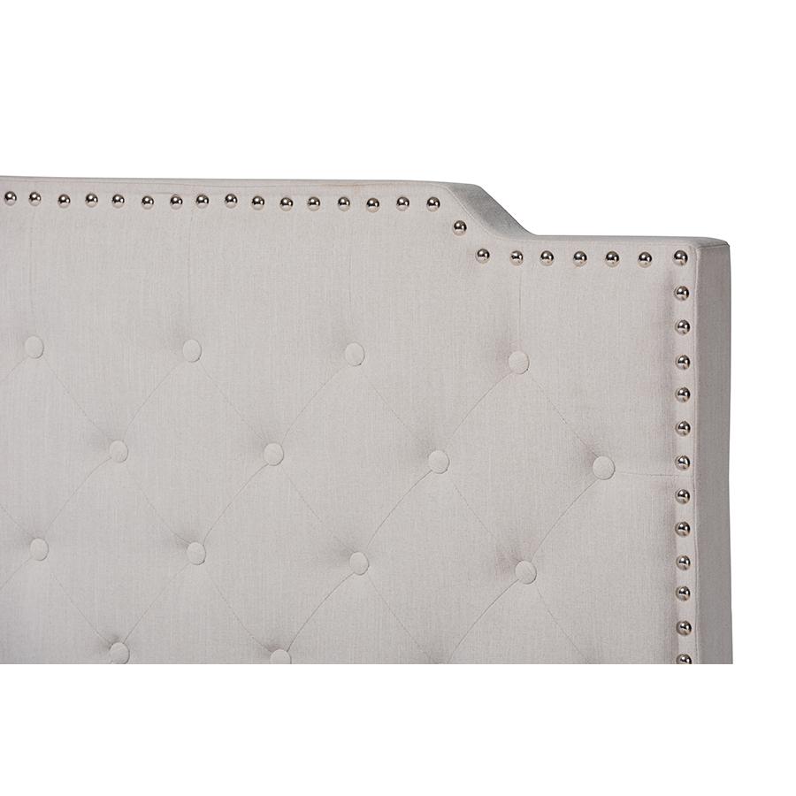 Transitional Beige Fabric Upholstered Button Tufted King Size Panel Bed. Picture 4