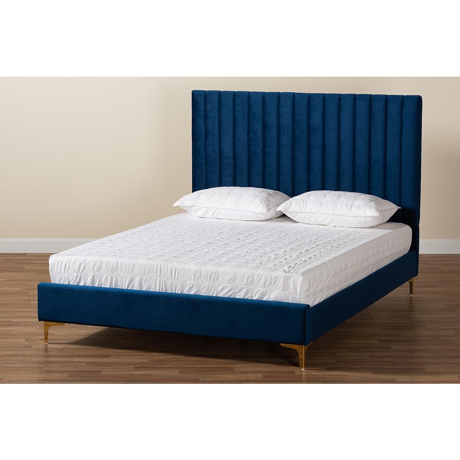 Gold Metal Full Size Platform Bed. Picture 8