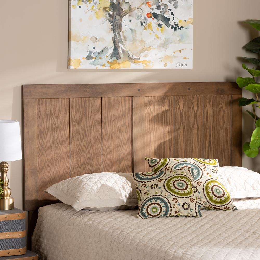 Transitional Ash Walnut Finished Wood Queen Size Headboard. Picture 11