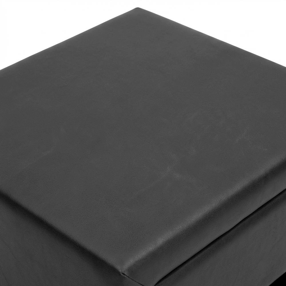 Black Upholstered Nightstand with Faux Leather and Wood Finish. Picture 5