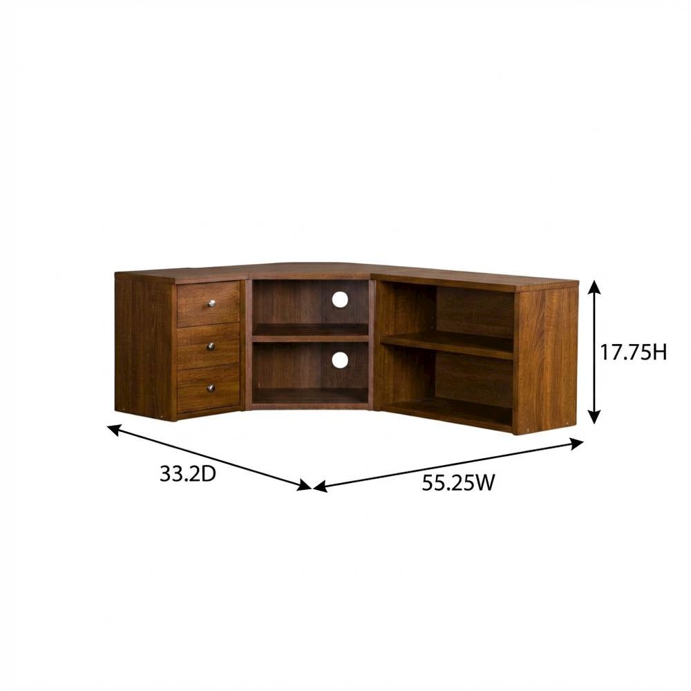 Wooden TV Stand with Open Shelves in Warm Walnut Finish for Modern Living Room. Picture 7
