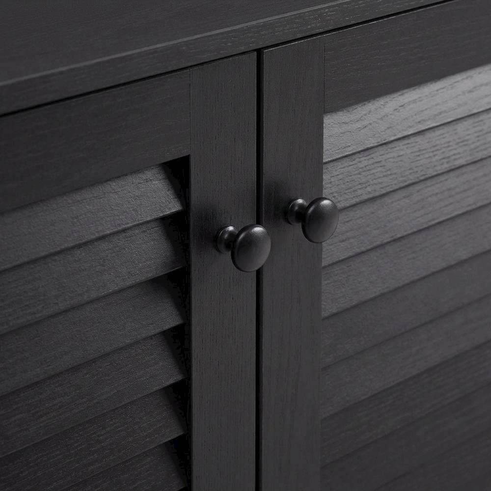 Brown Enclosed Shoe Cabinet, Engineered Wood, Espresso Finish, Entryway. Picture 6