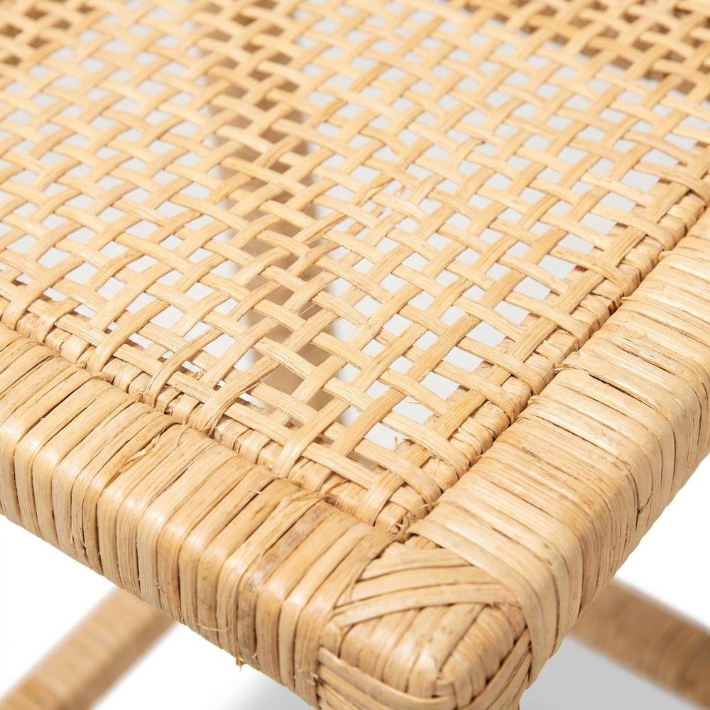 Contemporary Natural Finished Wood and Rattan Counter Stool with Mahogany Frame. Picture 5