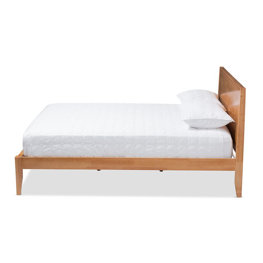 and Rustic Natural Oak and Pine Finished Wood King Size Platform Bed. Picture 2