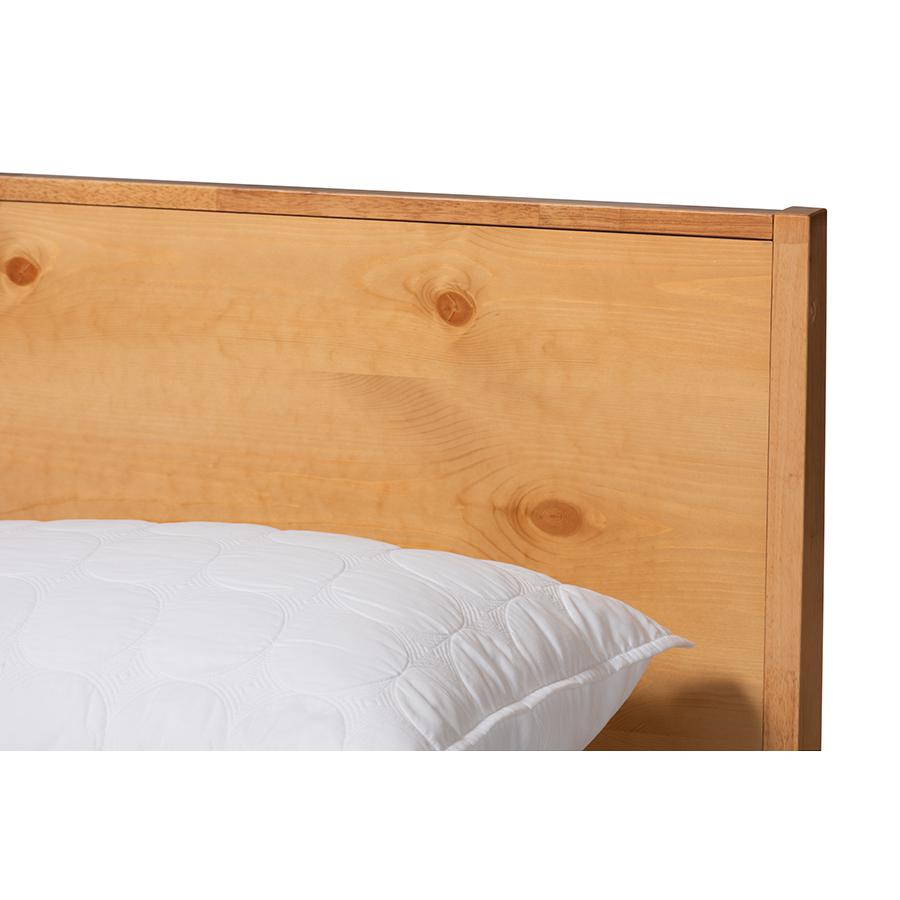 and Rustic Natural Oak and Pine Finished Wood King Size Platform Bed. Picture 4