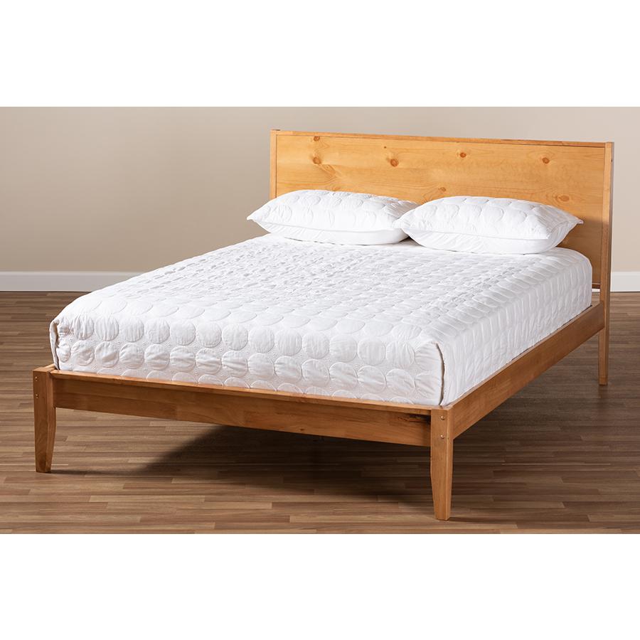 and Rustic Natural Oak and Pine Finished Wood King Size Platform Bed. Picture 7