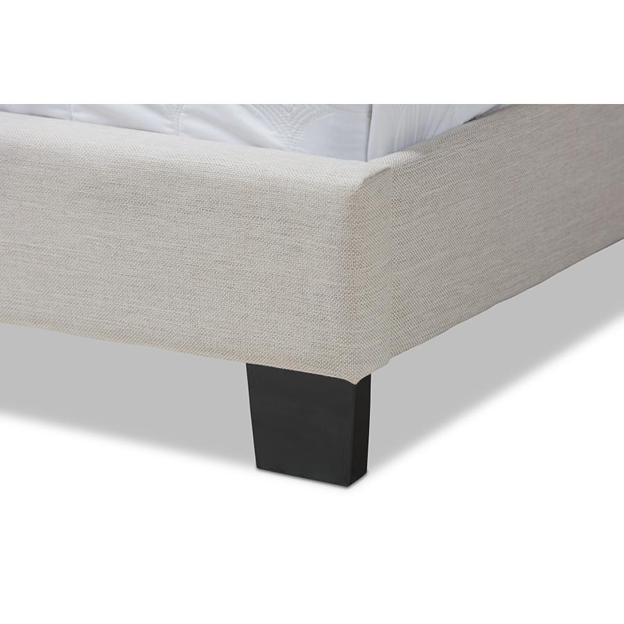 Vivienne Modern and Contemporary Light Beige Fabric Upholstered King Size Bed. Picture 5