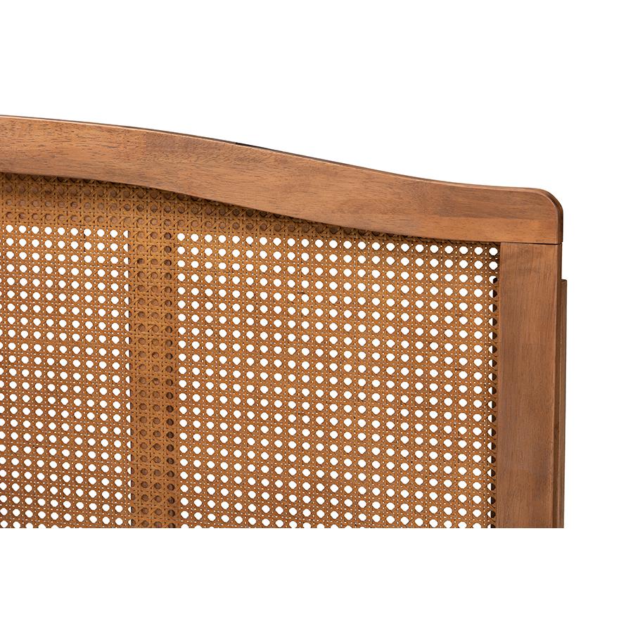 Baxton Studio Marieke Mid-Century Modern Ash Wanut Finished Wood and Synthetic Rattan King Size Headboard. Picture 4