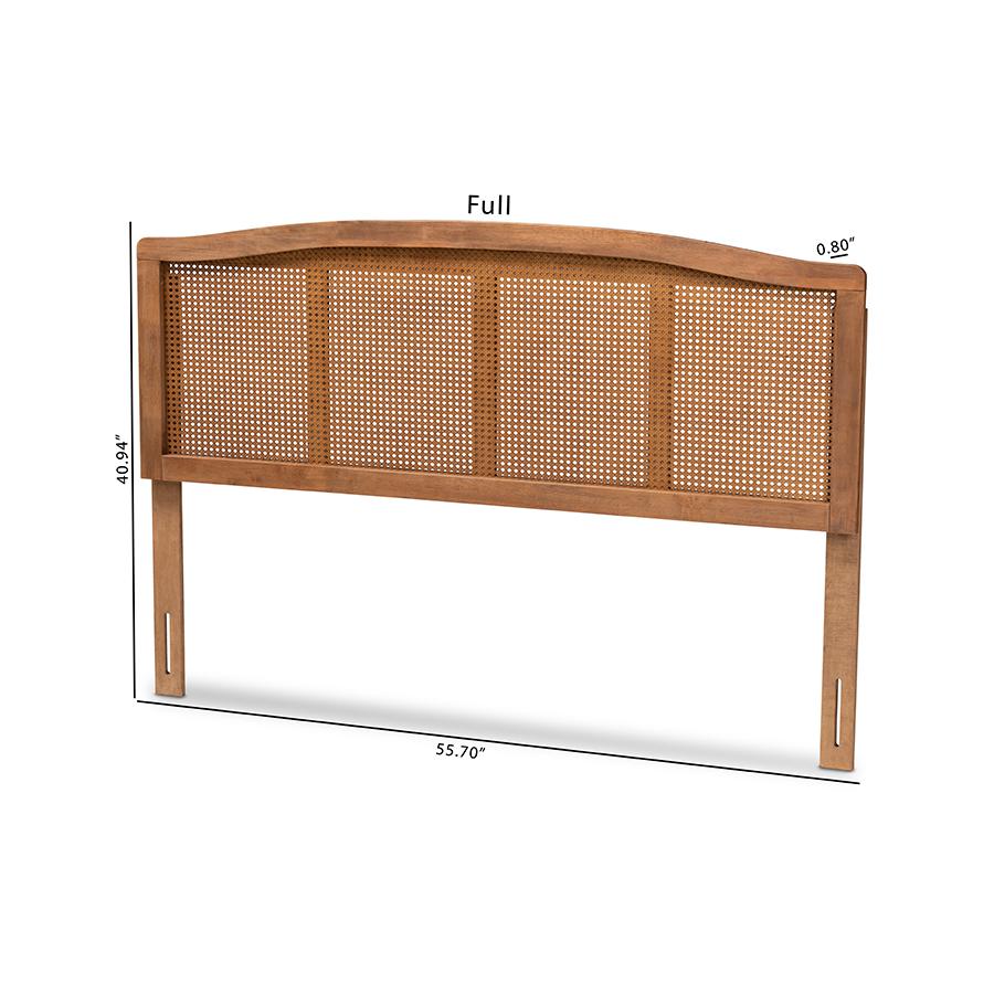 Baxton Studio Marieke Mid-Century Modern Ash Wanut Finished Wood and Synthetic Rattan King Size Headboard. Picture 7