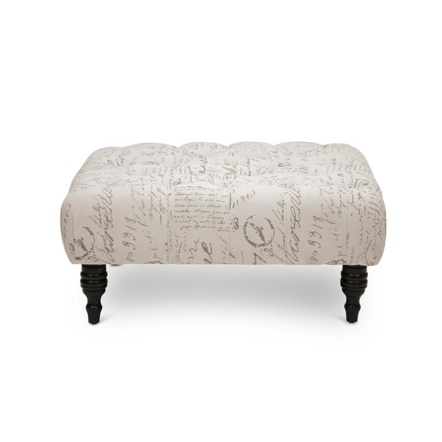 Keswick Script Print Tufted Ottoman. Picture 2