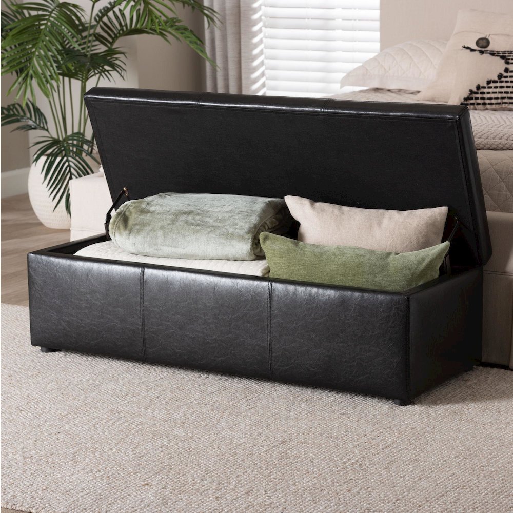Baxton Studio Dennehy Black Brown Modern Ottoman. Picture 10