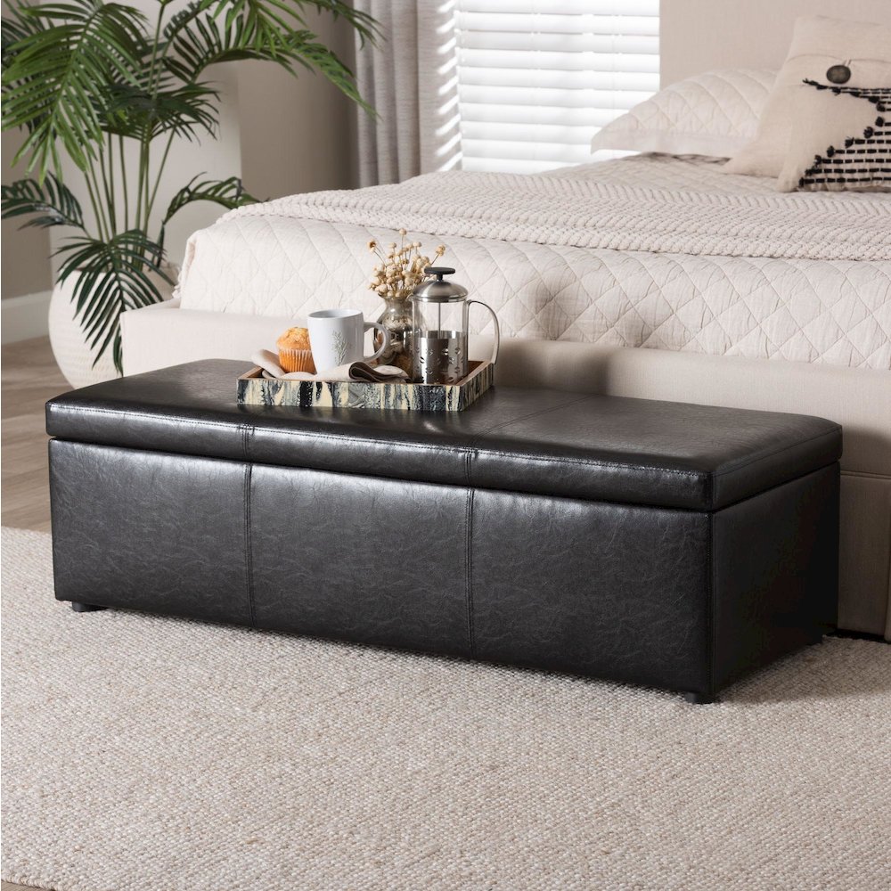 Baxton Studio Dennehy Black Brown Modern Ottoman. Picture 11