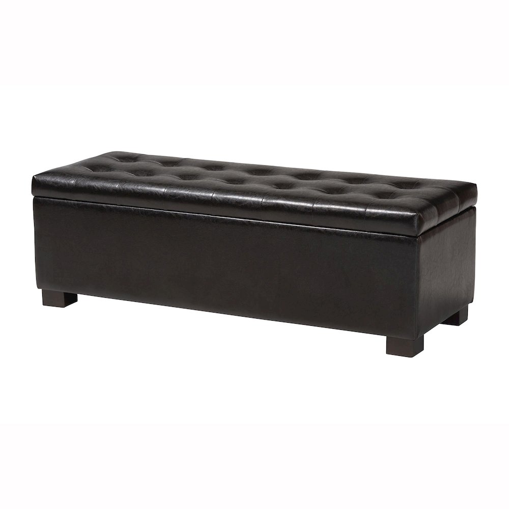 Baxton Studio Roanoke Contemporary Dark Brown Ottoman. Picture 1