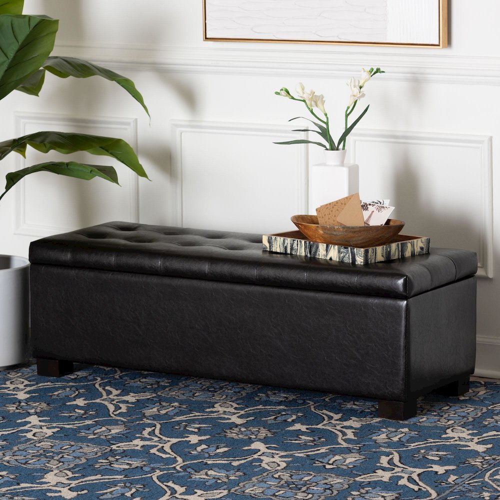 Baxton Studio Roanoke Contemporary Dark Brown Ottoman. Picture 8